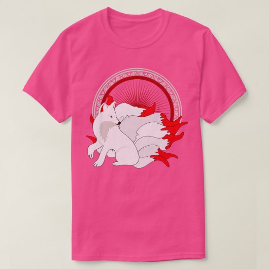 Kitsune Kawaii Fox met veel Japanse e-mails T-shirt (Design voorkant)