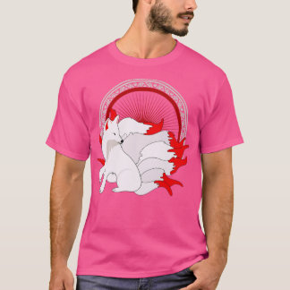 Kitsune Kawaii Fox met veel Japanse e-mails T-shirt