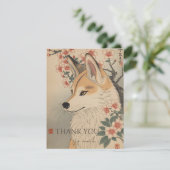 Kitsune & kersenbloesem bedankkaart (Staand voorkant)
