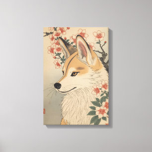 Kitsune & kersenbloesem canvas afdruk