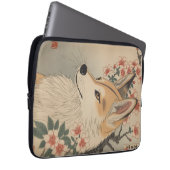 Kitsune & kersenbloesem laptop sleeve (Voorkant Rechts)
