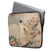 Kitsune & kersenbloesem laptop sleeve (Voorkant Links)