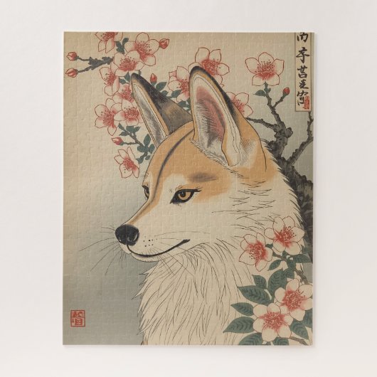 Kitsune & kersenbloesem legpuzzel (Verticaal)