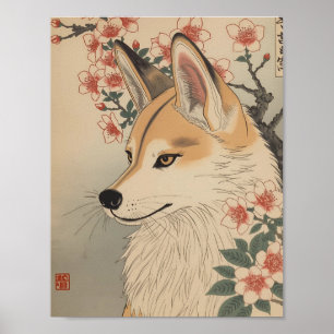 Kitsune & kersenbloesem poster