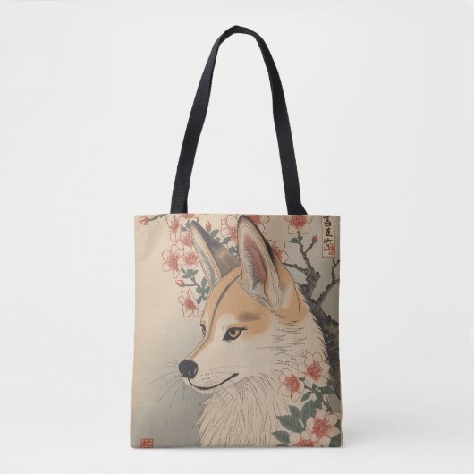 Kitsune & kersenbloesem tote bag (Voorkant)