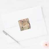 Kitsune & kersenbloesem vierkante sticker (Envelop)