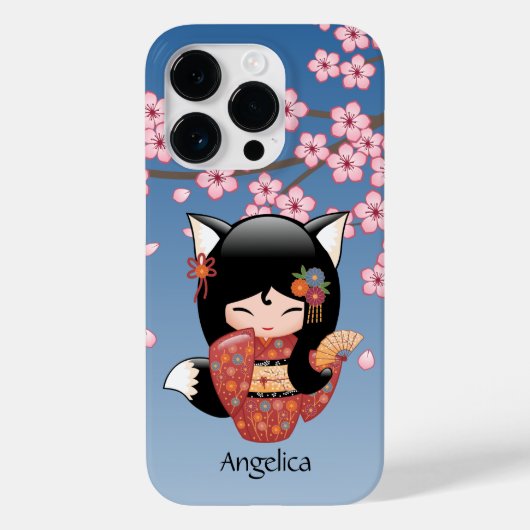 Kitsune Kokeshi Doll - Black Fox Geisha Girl Case-Mate iPhone Case (Achterkant)