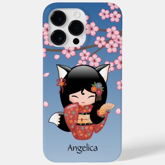 Kitsune Kokeshi Doll - Black Fox Geisha Girl Case-Mate iPhone Case (Achterkant)