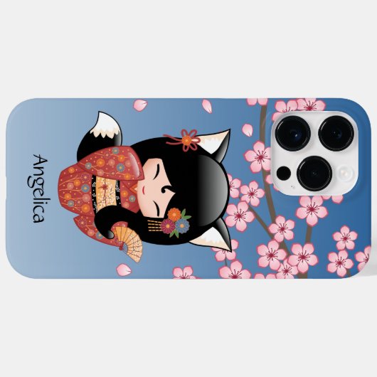 Kitsune Kokeshi Doll - Black Fox Geisha Girl Case-Mate iPhone Case (Achterkant (horizontaal))