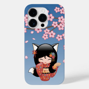Kitsune Kokeshi Doll - Black Fox Geisha Girl Case-Mate iPhone 14 Pro Hoesje