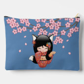 Kitsune Kokeshi Doll - Black Fox Geisha Girl Etui (Achterkant)