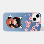 Kitsune Kokeshi Doll - Black Fox Geisha Girl iPhone Hoesje (Achterkant horizontaal)