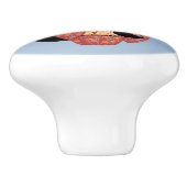 Kitsune Kokeshi Doll - Black Fox Geisha Girl Keramische Knop (Zijkant)