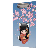 Kitsune Kokeshi Doll - Black Fox Geisha Girl Klembord (Links)
