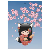 Kitsune Kokeshi Doll - Black Fox Geisha Girl Klembord (Achterkant)