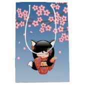 Kitsune Kokeshi Doll - Black Fox Geisha Girl Medium Cadeauzakje (Voorkant)