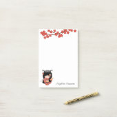 Kitsune Kokeshi Doll - Black Fox Geisha Girl Post-it® Notes (Op bureau)