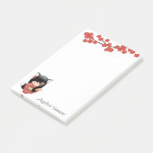 Kitsune Kokeshi Doll - Black Fox Geisha Girl Post-it® Notes (Schuin)