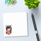 Kitsune Kokeshi Doll - Black Fox Geisha Girl Post-it® Notes