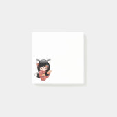 Kitsune Kokeshi Doll - Black Fox Geisha Girl Post-it® Notes (Voorkant)