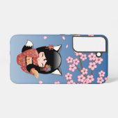 Kitsune Kokeshi Doll - Black Fox Geisha Girl Samsung Galaxy Hoesje (Achterkant horizontaal)