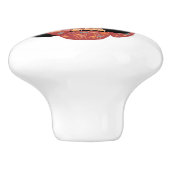 Kitsune Kokeshi Doll - Black Fox Girl Keramische Knop (Zijkant)