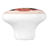 Kitsune Kokeshi Doll - Cute Black Fox Girl Keramische Knop (Zijkant)