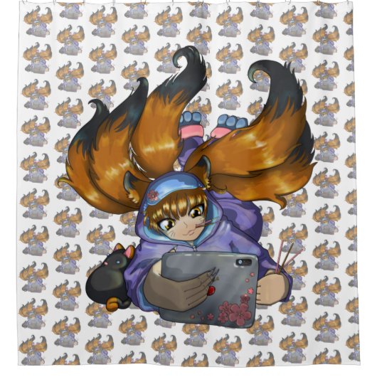 Kitsune Life Douchegordijn (Voorkant)