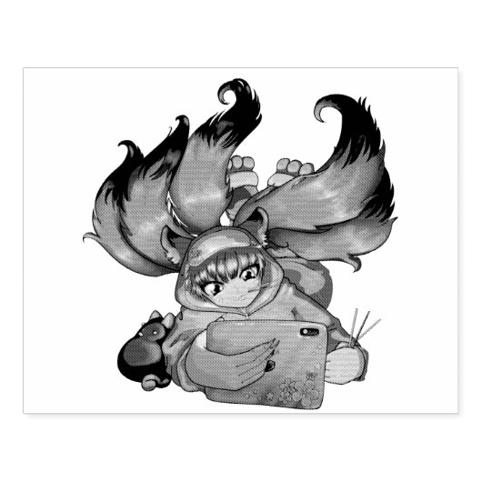 Kitsune Life Rubberstempel (Afrduk)