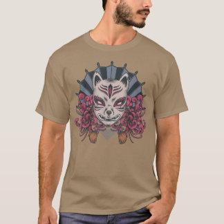 Kitsune Mask Japanse Nine Tailed Fo en Blossom T-shirt