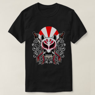 Kitsune Mask met gekruiste Katanas T-shirt