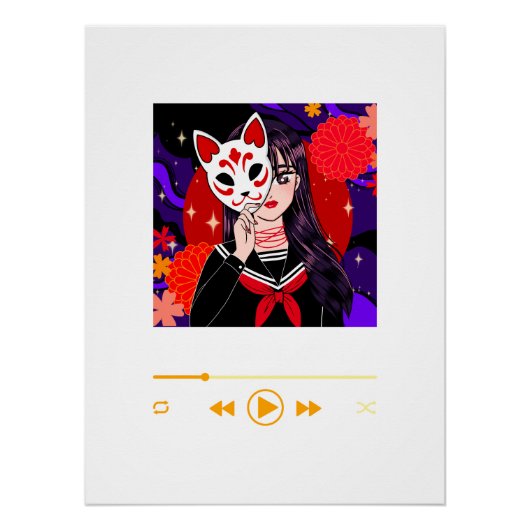 Kitsune Mask | Motivational Anime Wall Art Perfect Poster (Voorkant)