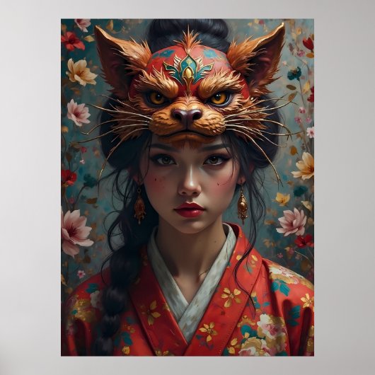 Kitsune Mask Portrait Poster (Voorkant)
