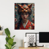  Kitsune Mask Portrait Poster (Thuiskantoor)