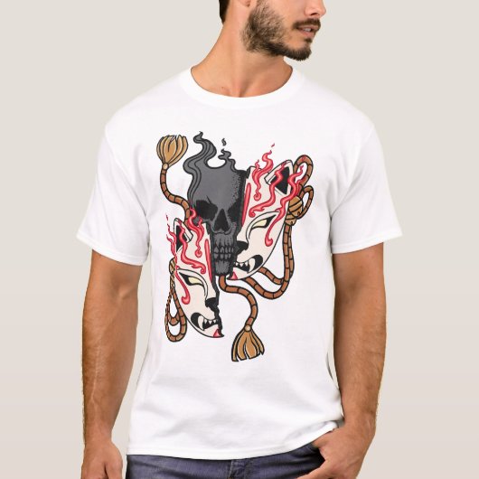 Kitsune Mask Skull Split T-shirt (Voorkant)