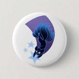 Kitsune met sterrenhemel op een vallende ster knop ronde button 5,7 cm