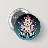 Kitsune negenstaartvos: Japanse Yokai Ronde Button 5,7 Cm (Voorkant /achterkant)
