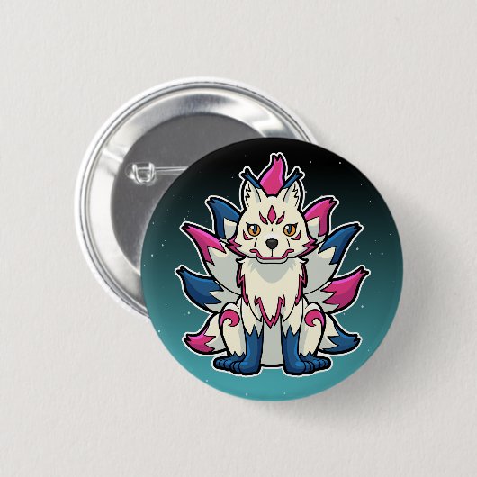 Kitsune negenstaartvos: Japanse Yokai Ronde Button 5,7 Cm (Voorkant /achterkant)