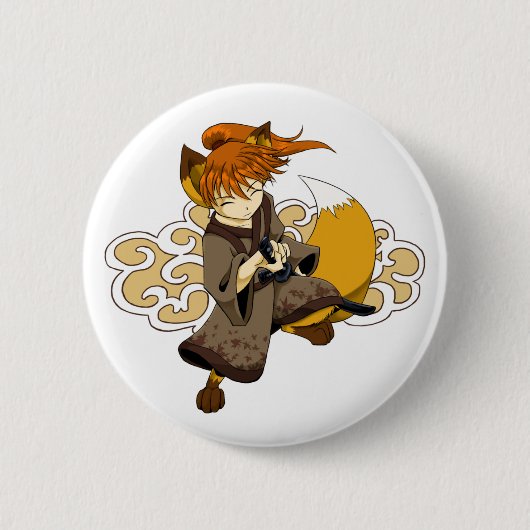 Kitsune Samurai Button (Voorkant)