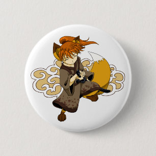 Kitsune Samurai Button