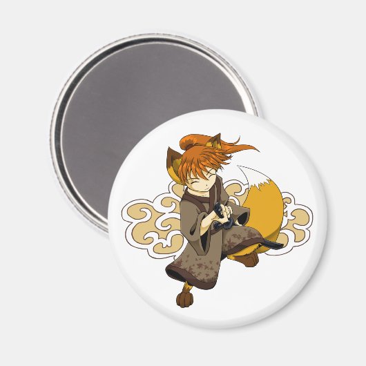Kitsune Samurai Magnet (Voorkant / Achterkant)