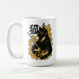 Kitsune Samurai Warrior - Japanse Fox Mask Art Koffiemok