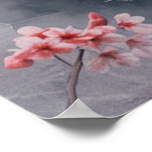 Kitsune Spirit – Japanese Fox in Blossom Forest Poster (Hoek)