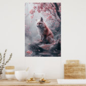 Kitsune Spirit – Japanese Fox in Blossom Forest Poster (Keuken)