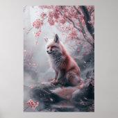 Kitsune Spirit – Japanese Fox in Blossom Forest Poster (Voorkant)
