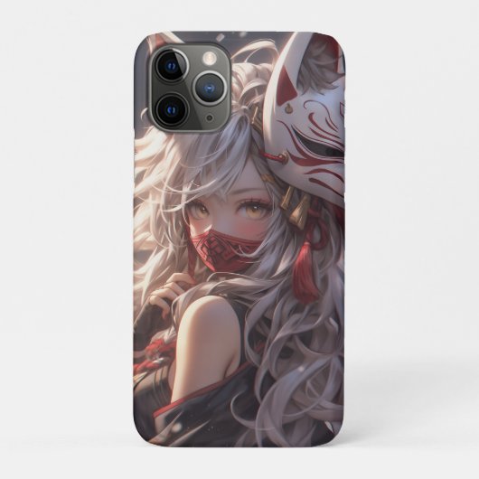 Kitsune Vossenmasker Samurai Meisje Japans Case-Mate iPhone Case (Achterkant)