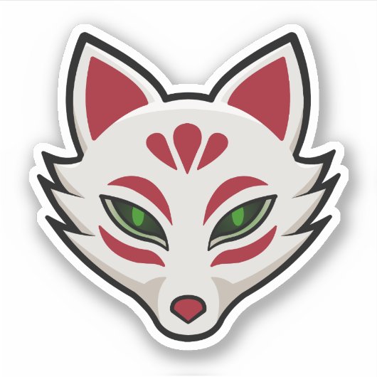 Kitsune Vossenmasker Sticker (Voorkant)