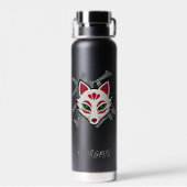KITSUNE Vossenmasker- Straatkunst Waterfles (Achterkant)