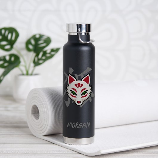 KITSUNE Vossenmasker- Straatkunst Waterfles (Yoga (Gedraaid) )