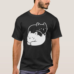 Kitt Yin Yang Symbool Schattig Kat Yoga Boeddhisti T-shirt